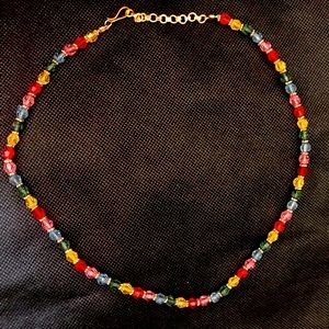 Brand new multi colored crystal and gold necklace